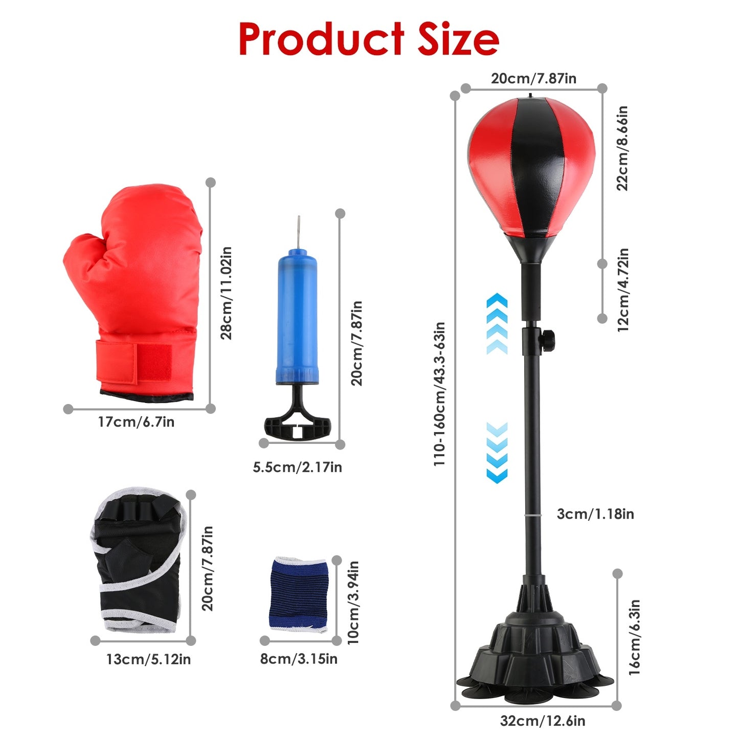Adjustable Free-Standing Punching Bag with Gloves & Wrist Protection – Boxing Ball for Adults Fitness & Speed Training | Clestro