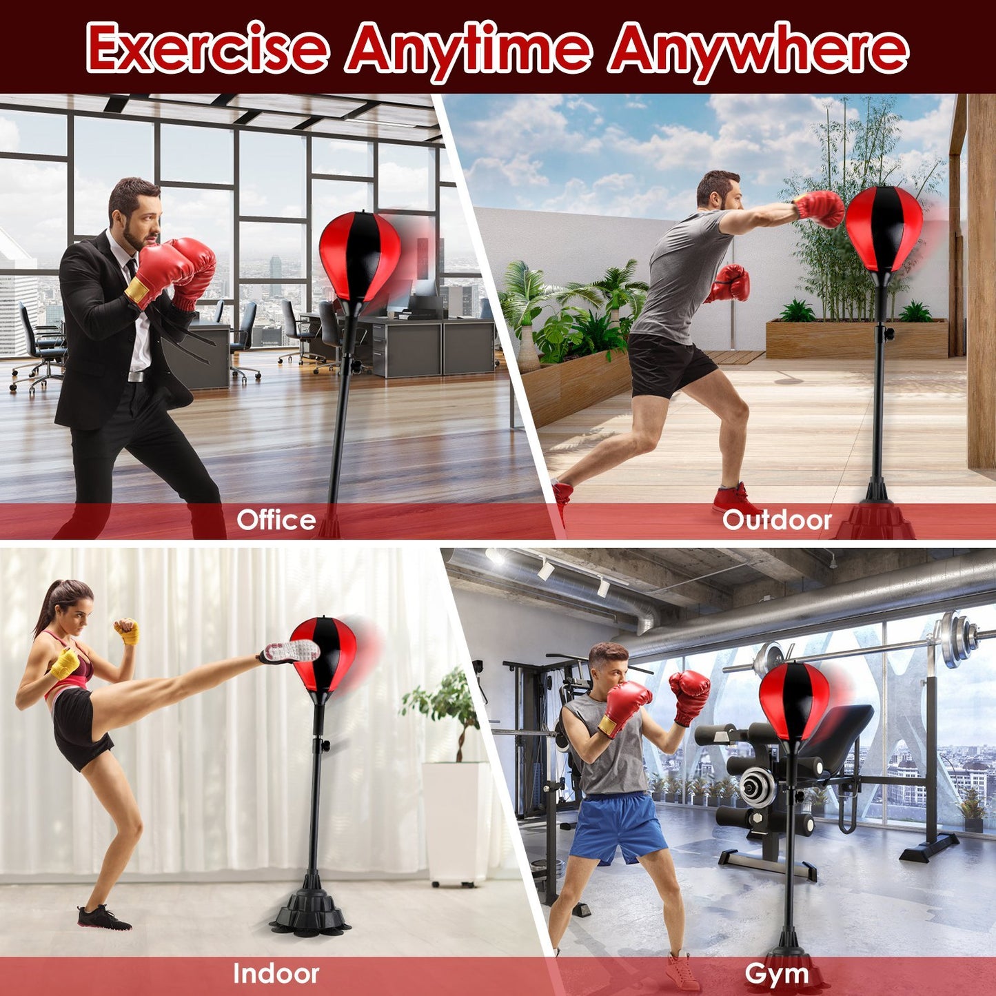 Adjustable Free-Standing Punching Bag with Gloves & Wrist Protection – Boxing Ball for Adults Fitness & Speed Training | Clestro