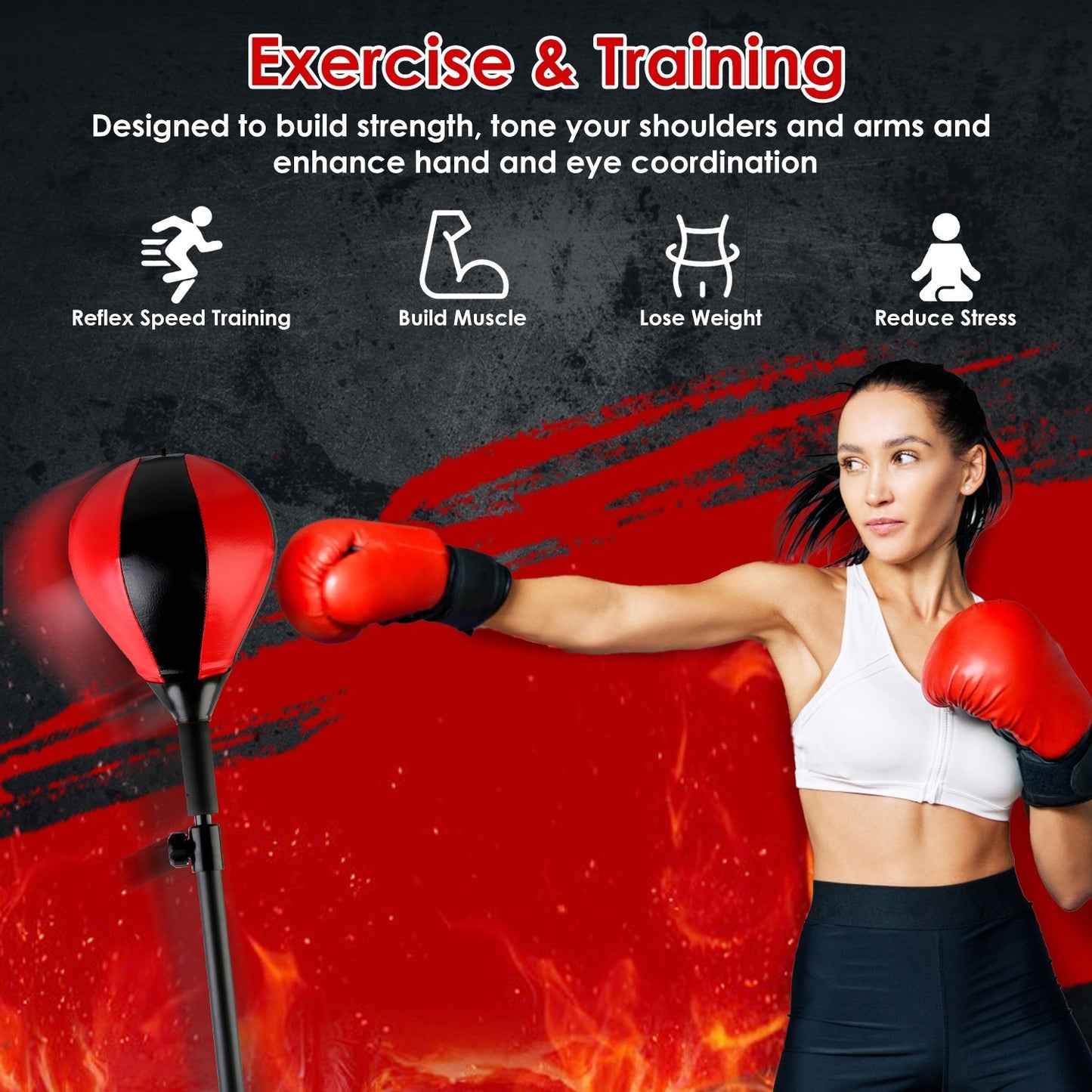 Adjustable Free-Standing Punching Bag with Gloves & Wrist Protection – Boxing Ball for Adults Fitness & Speed Training | Clestro