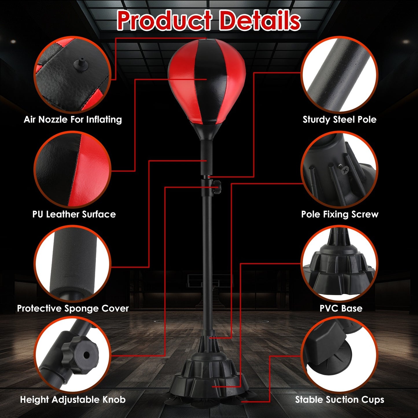 Adjustable Free-Standing Punching Bag with Gloves & Wrist Protection – Boxing Ball for Adults Fitness & Speed Training | Clestro
