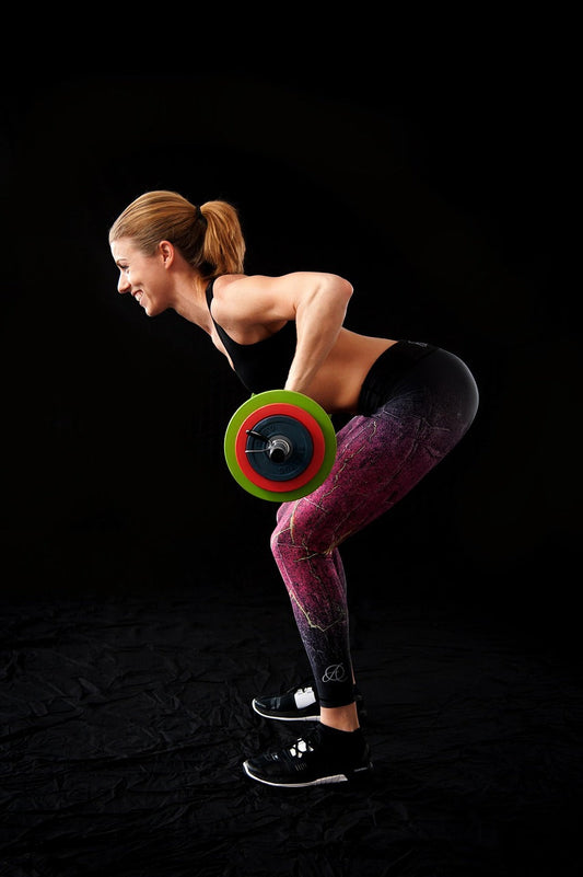 Women's complete gym outfit with leggings, sports bra, and T-shirt