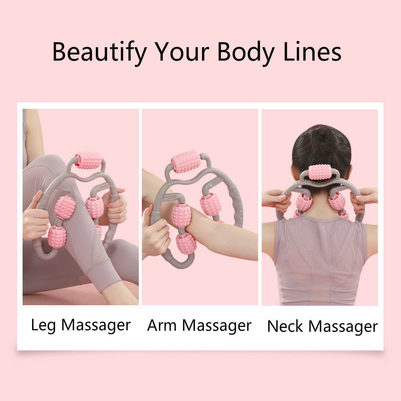 U-Shape 4-Wheel Trigger Point Massage Roller – Full Body Muscle Massager for Arms, Legs & Neck | Clestro