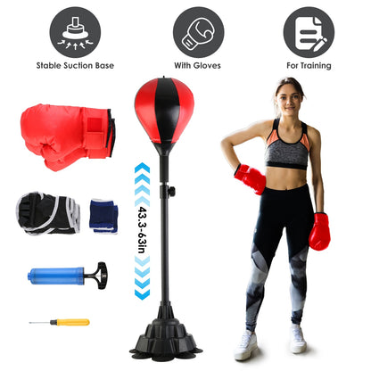 Adjustable Free-Standing Punching Bag with Gloves & Wrist Protection – Boxing Ball for Adults Fitness & Speed Training | Clestro