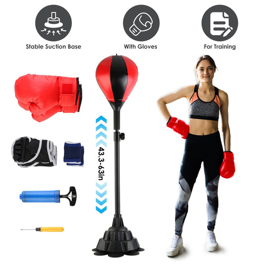 Adjustable Free-Standing Punching Bag with Gloves & Wrist Protection – Boxing Ball for Adults Fitness & Speed Training | Clestro