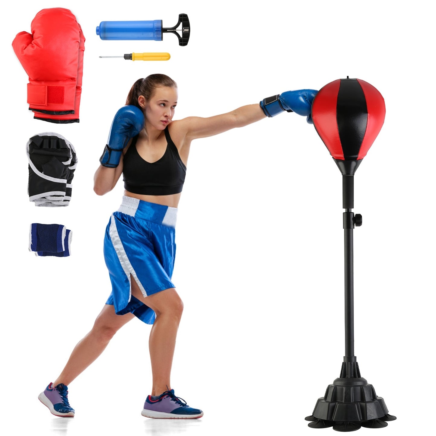 Adjustable Free-Standing Punching Bag with Gloves & Wrist Protection – Boxing Ball for Adults Fitness & Speed Training | Clestro